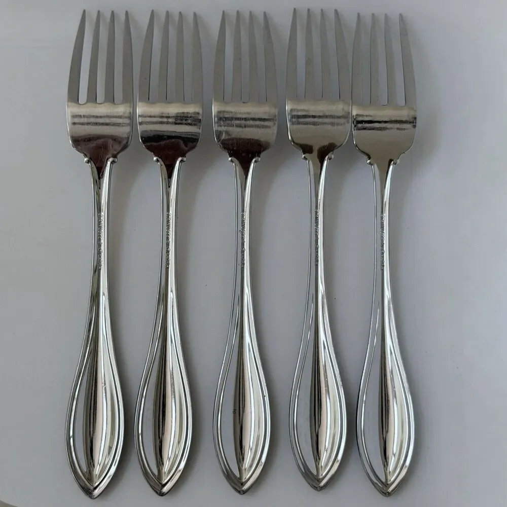 5Pc Oneida Arbor-American Harmony Dinner Forks 7 3/8” Stainless Glossy